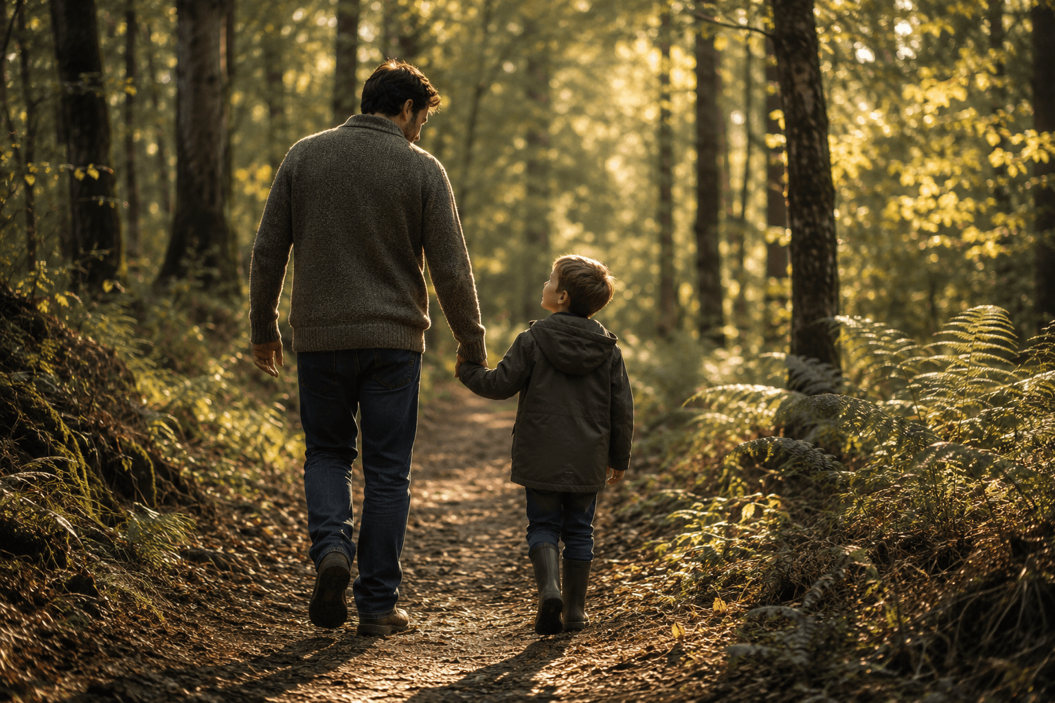 A father and son walking together outdoors — recovery is strengthened by family connection and continuing support