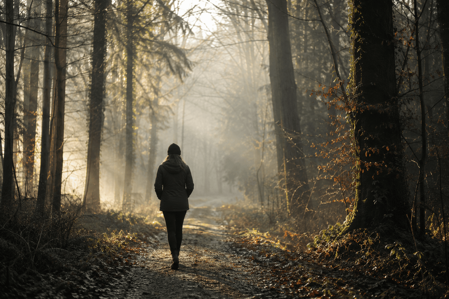 A person on a morning walk — gentle movement supports physical recovery in the early days